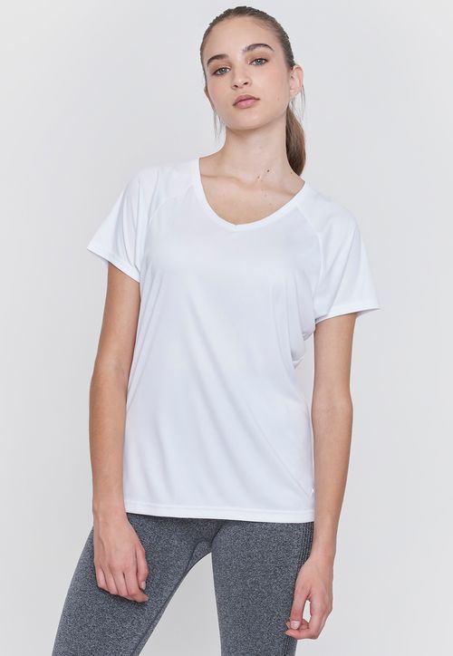 Polera Mujer Deportivo V-Neck Blanco
