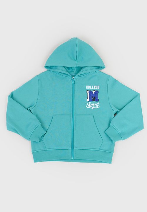 Poleron Niño Kids Zipper Turquesa