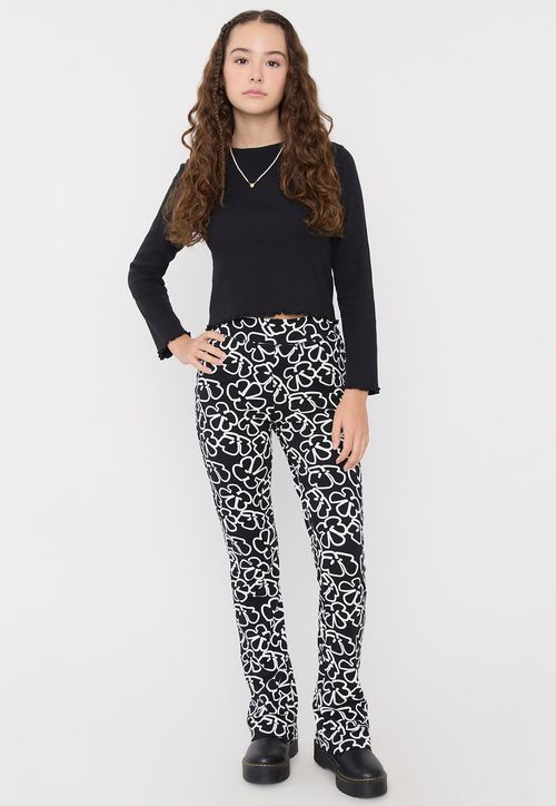 Calza Niña Teen Fullprint Negro