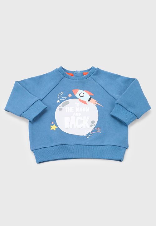 Poleron Bebe Niño Cuello Redondo Focal Azul