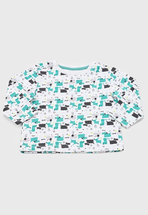 Polera Bebe Niño M/L Fullprint Gris Melange