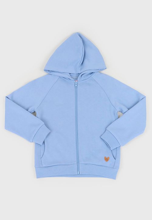 Poleron Niña Kids Full Zipper Celeste