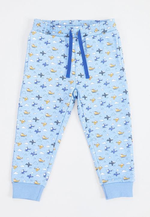 Pantalón De Buzo Bebé Niño Full Print Celeste
