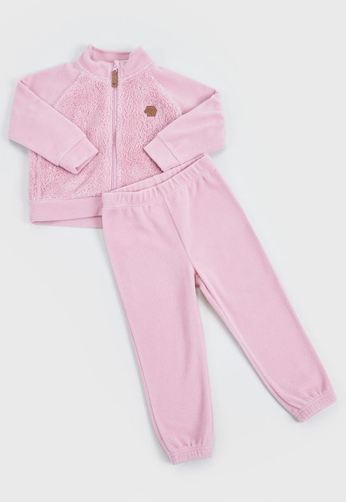 Conjunto Bebé Niña Polar Full Zipper Rosado