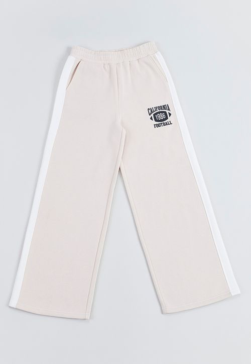Pantalón De Buzo Niña Teen Franjas Sporty Beige