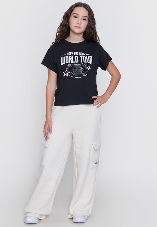 Pantalón de Buzo Niña Teen Cargo Crudo