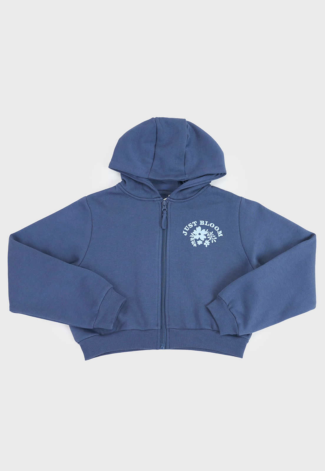 Poleron Niña Teen Full Zipper Azul