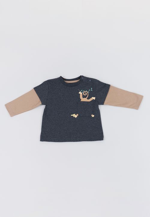 Polera Bebé Niño Doble Manga Gris