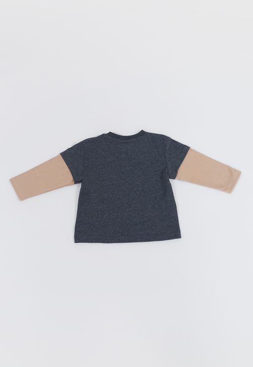 Polera Bebé Niño Doble Manga Gris