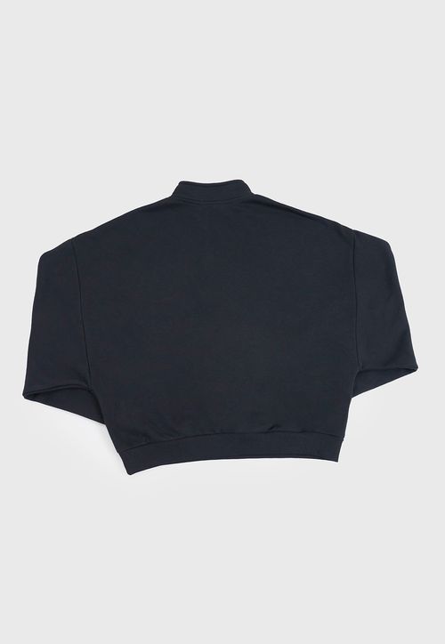 Poleron Niña Teen Half Zipper Sporty Negro
