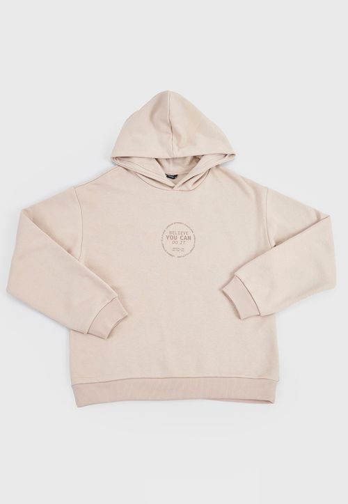 Poleron Niño Teen Hoodie Back Print Beige