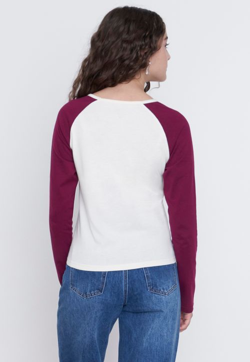 Polera Niña Teen Manga Larga Raglan Crudo