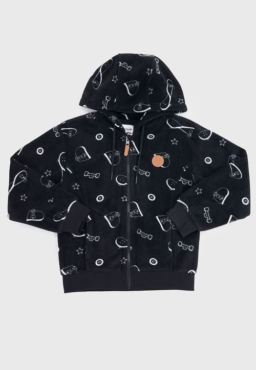 Poleron Niño Kids Polar Full Print Negro