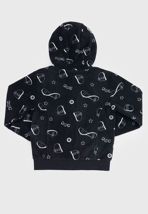 Poleron Niño Kids Polar Full Print Negro