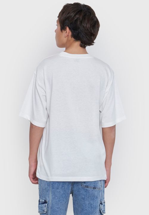 Polera Niño Teen Manga Corta Back Print Blanco
