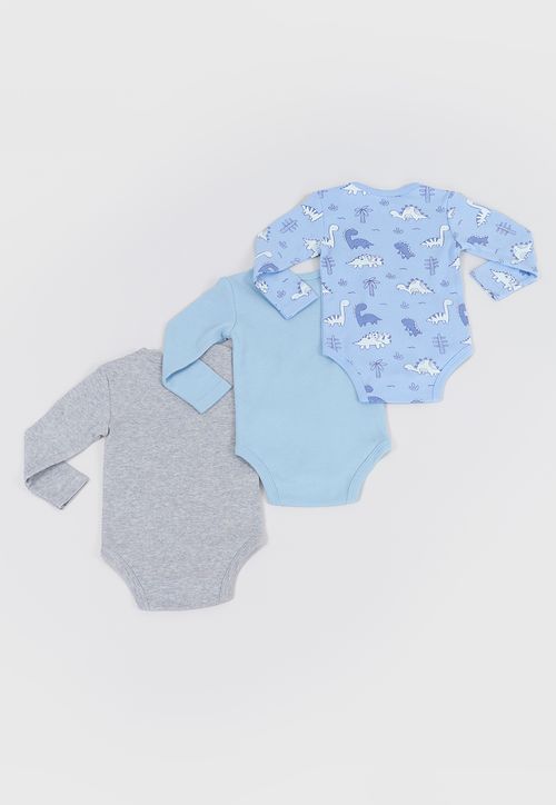 Body Bebé Niño Manga Larga Tripack Celeste