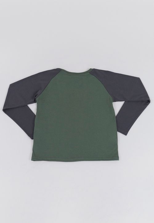 Polera Niño Kids Manga Larga Raglan Verde