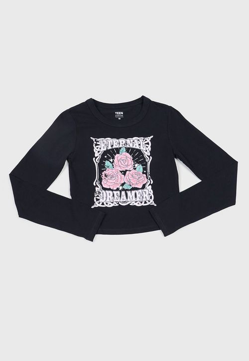 Polera Niña Teen M/L Focal Negro