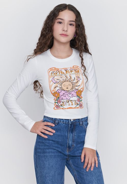 Polera Niña Teen M/L Focal Blanco
