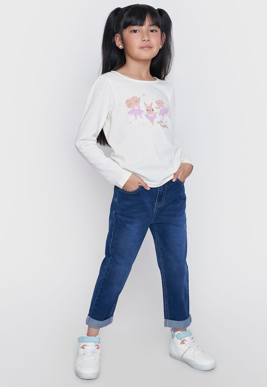 Jeans Niña Kids Mom Fit Azul Oscuro