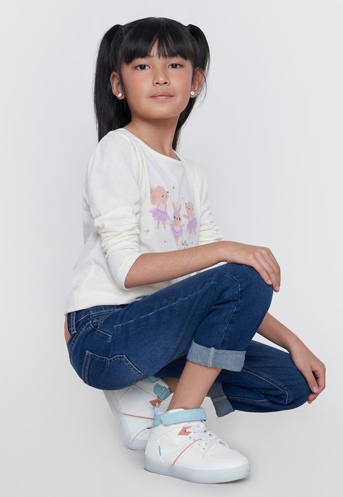 Jeans Niña Kids Mom Fit Azul Oscuro