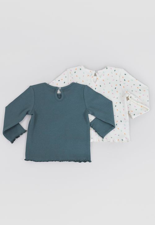 Polera Bebé Niña M/L Rib Bipack Ecru