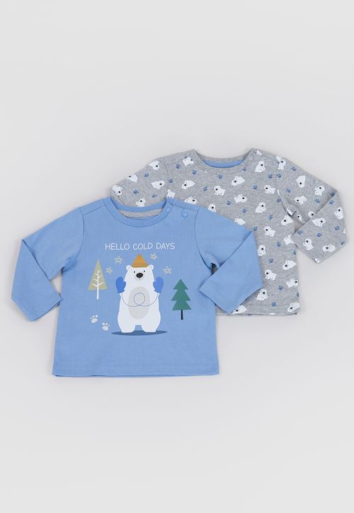Polera Bebé Niño M/L Bipack Azul