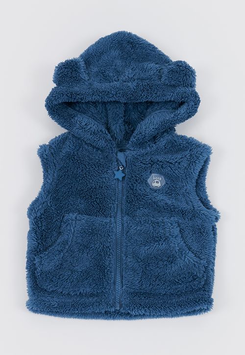 Poleron Bebé Niño Coral Sin Mangas Azul