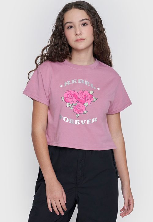 Polera Niña Teen M/C Focal Rosado