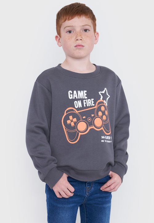Poleron Niño Kids Pullover Gris