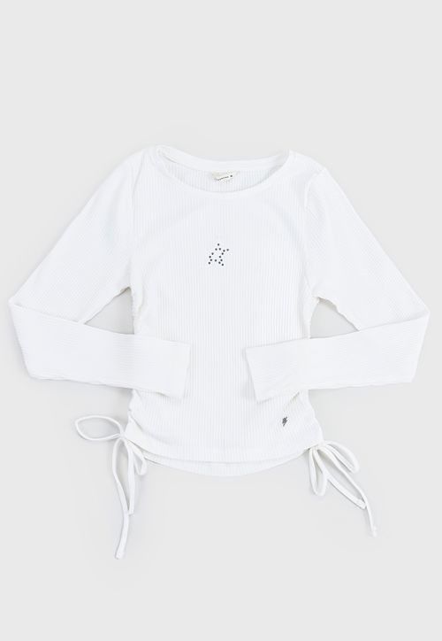 Polera Niña Teen M/L Rib Amarras Blanco