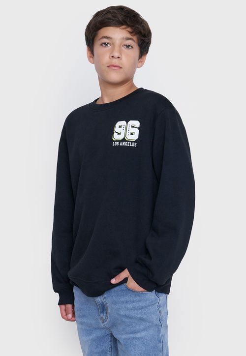Poleron Niño Teen Cuello Redondo Negro