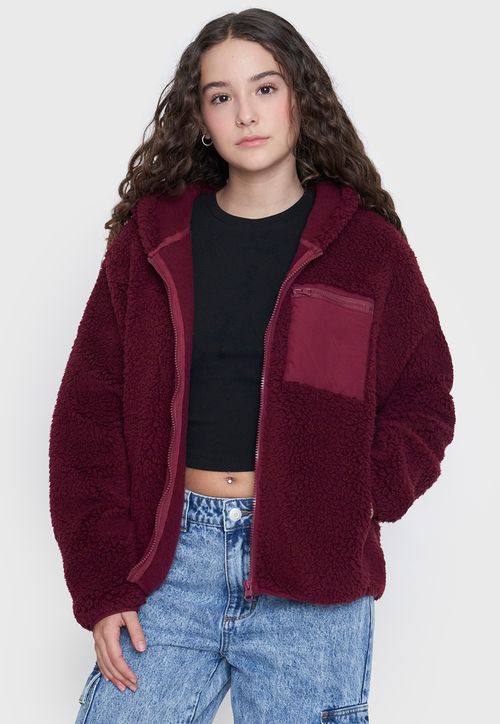 Poleron Niña Teen Corderito Burdeo