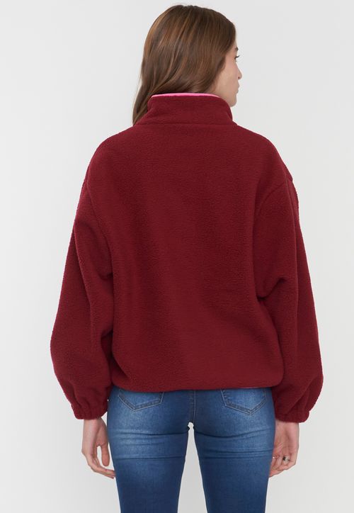 Polerón Mujer Polar Color Block Burdeo