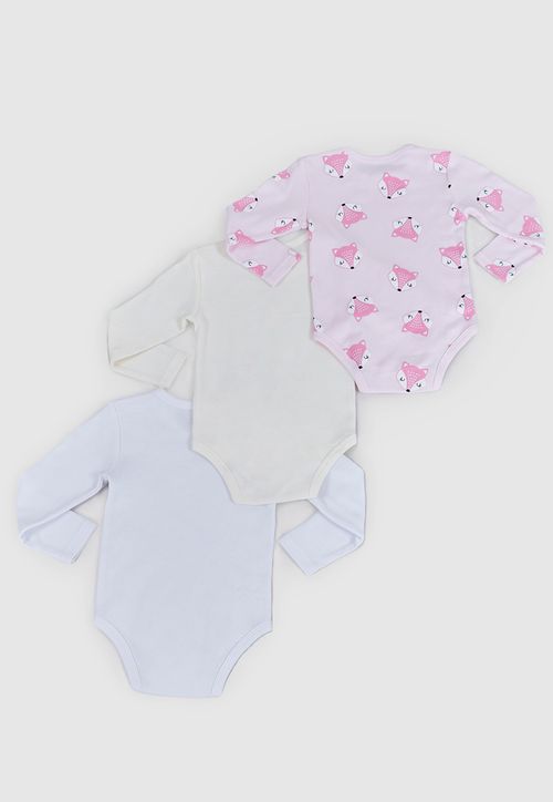 Body Bebé Niña Manga Larga Tripack Rosado