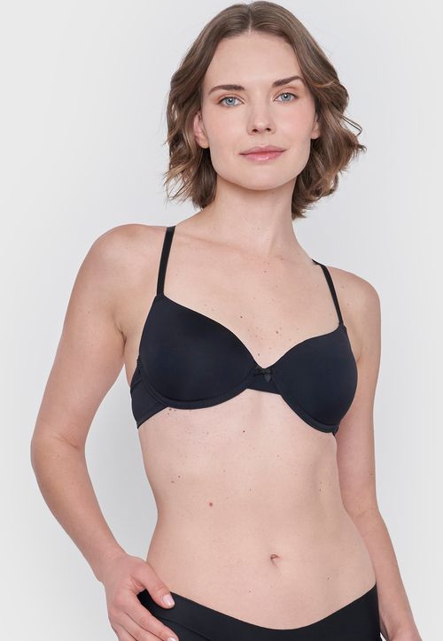 Sostén Mujer Push Up Básico Copa B Microfibra Negro