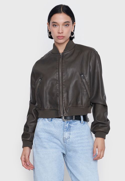 Chaqueta Mujer Ecocuero Café