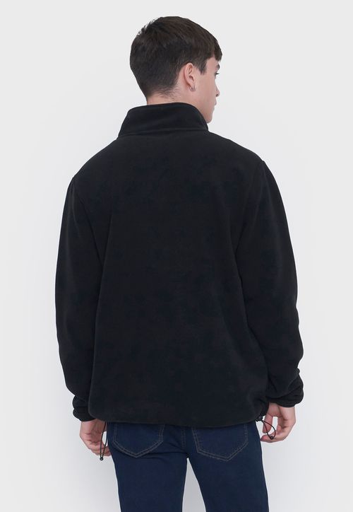 Polerón Polar Hombre Print Half Zipper Negro