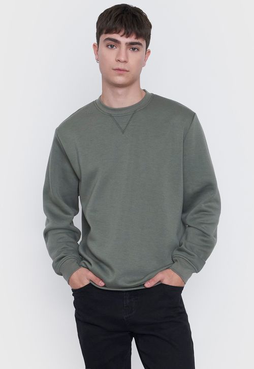 Polerón Hombre Round Neck Liso Verde
