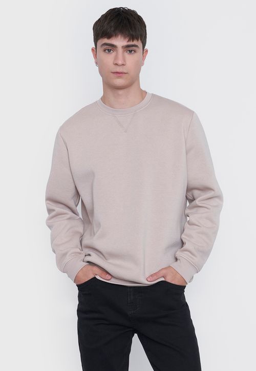 Polerón Hombre Round Neck Liso Ecru