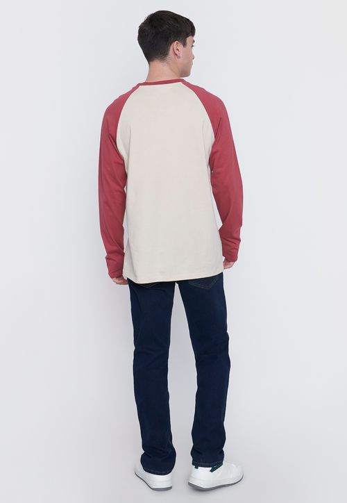 Polera Hombre Manga Larga Raglan Rojo