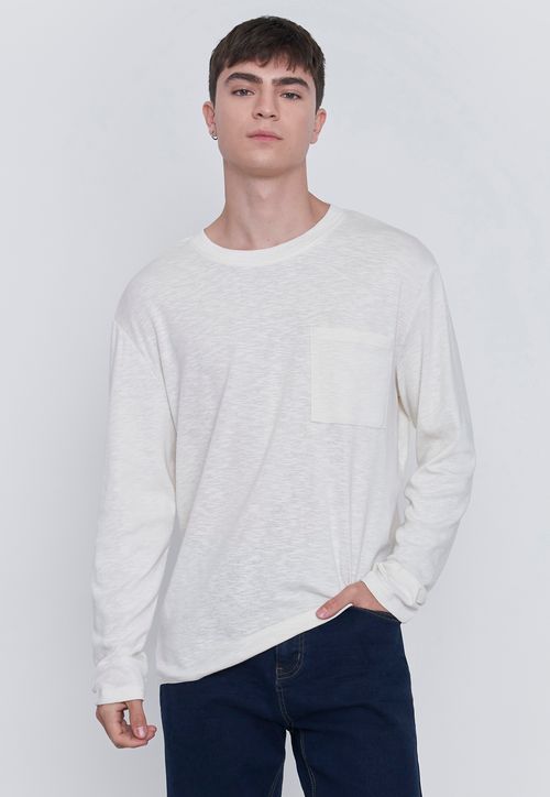 Polera Hombre Manga Larga Lisa Yvory