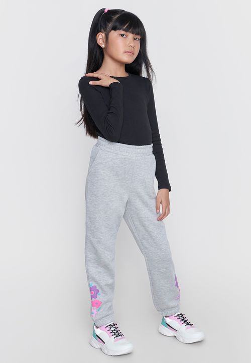 Pantalón de Buzo Niña Kids Focal Gris Melange