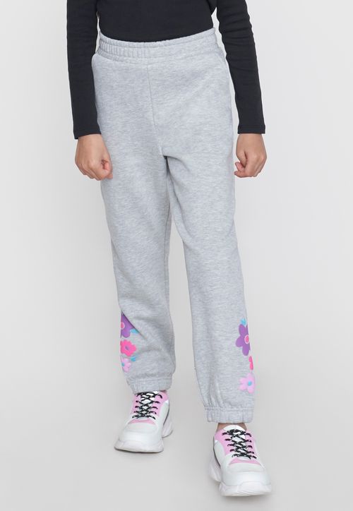 Pantalón de Buzo Niña Kids Focal Gris Melange
