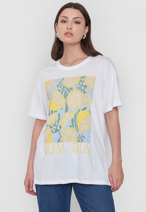 Polera Mujer Estampada Blanco/Rojo