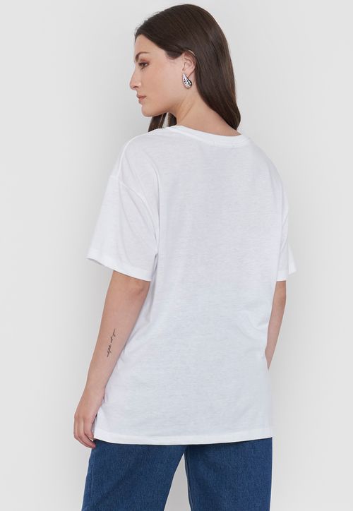 Polera Mujer Estampada Blanco/Rojo