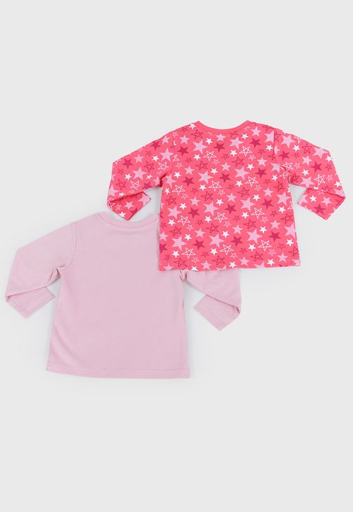 Polera Bebé Niña Manga Larga Bipack Rosado