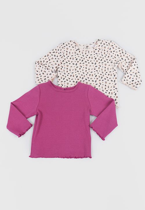 Polera Bebé Niña M/L Rib Bipack Beige