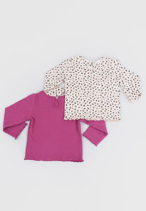 Polera Bebé Niña M/L Rib Bipack Beige