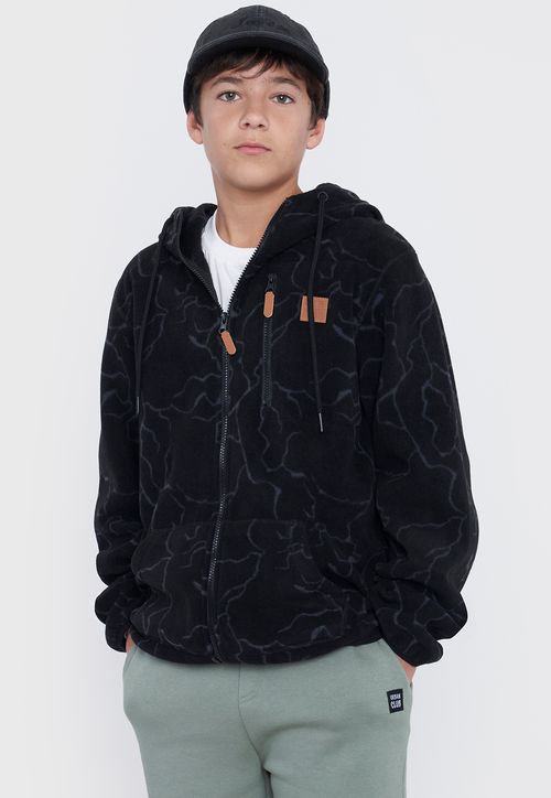 Poleron Niño Teen Polar Full Print Negro